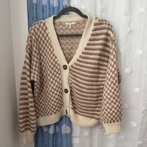 Maurices Tan and Cream Cardigan Sweater